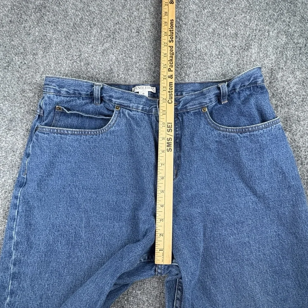 Pendleton Jeans Womens 18 Tall‎ 37x36 Blue Straight Distressed Americana Classic